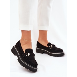 Kvinders loafers dekoreret med sorte zirkoner 2