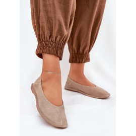 Big Star Kvinders ruskind ballerinas store stjerne RR274082 beige 2