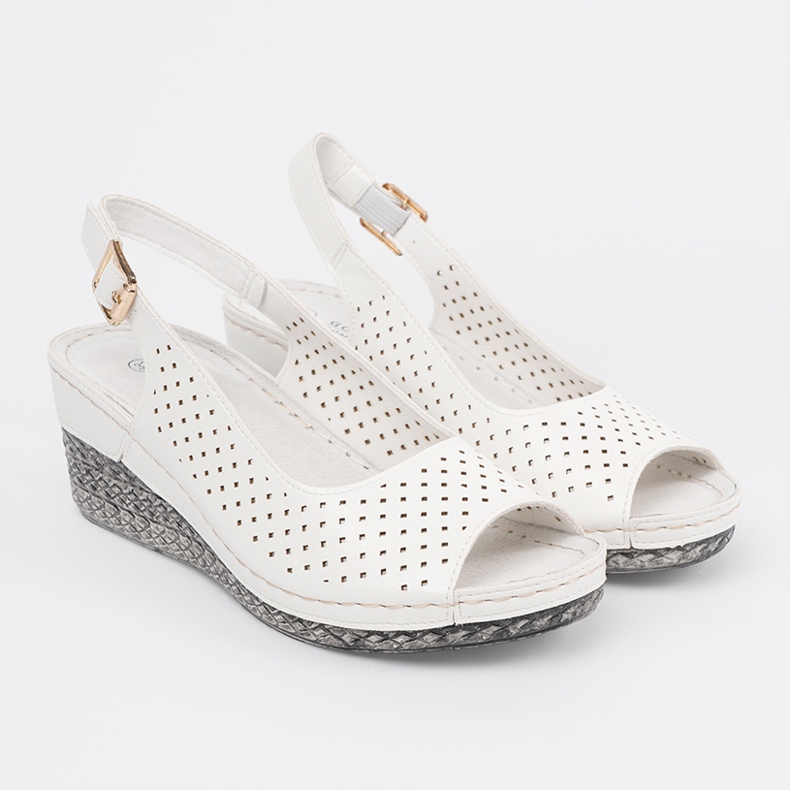 Goodin Hvid Openwork Wedge Sandaler 1