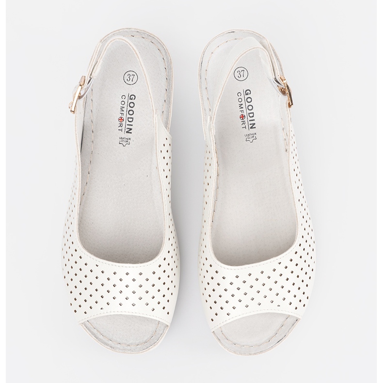 Goodin Hvid Openwork Wedge Sandaler 2