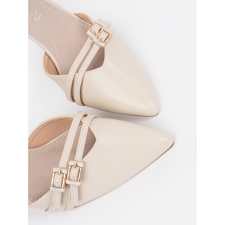 Goodin Lys beige pumper med en åben hæl 2