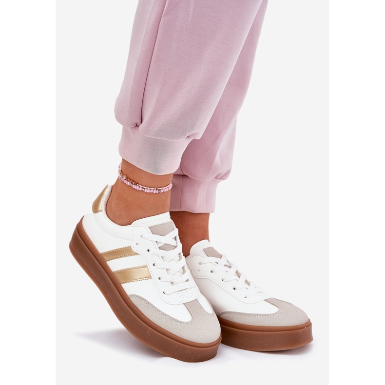 Evento Kvinders sneakers på platformen med Eco Leather White og Gold hvid 1