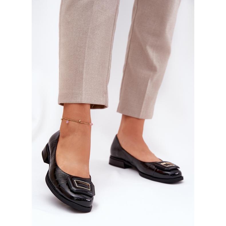 S.Barski Læder ballerinaer med dekoration MK51-059 sort 2