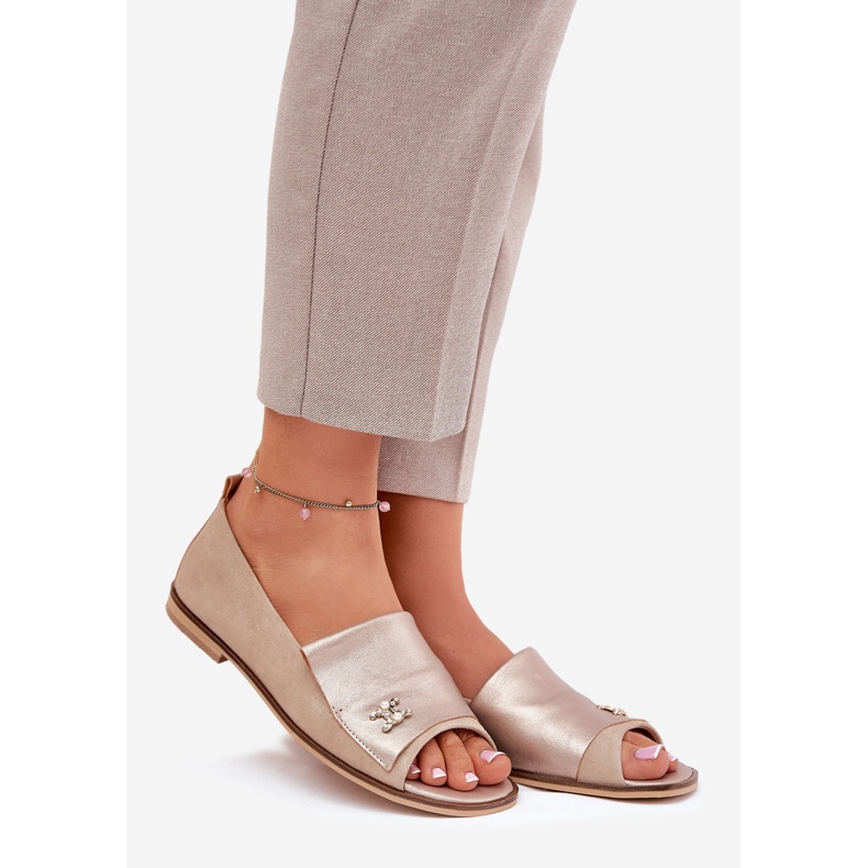 Læder elegante ballerinas med bare fingre Zazoo 1865 beige 1
