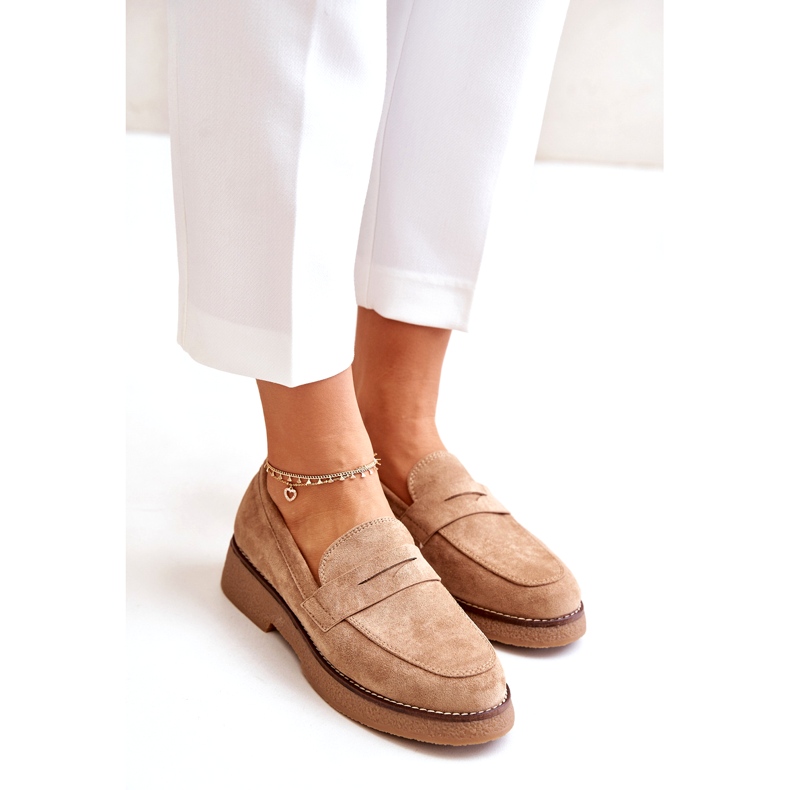 Bellucci Klassiske kvinders loafers med Eco Suede Beige 4