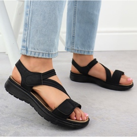 Kvinders sandaler på platformen behagelig sort unisoft 8875 5