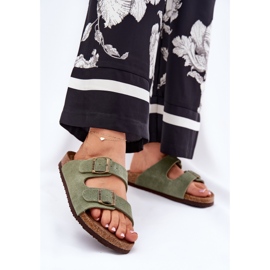 Big Star Kvinders ruskind flip flops med stor stjerne RR274A393 grønne klemmer 2