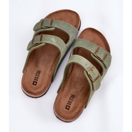 Big Star Kvinders ruskind flip flops med stor stjerne RR274A393 grønne klemmer 9
