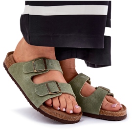 Big Star Kvinders ruskind flip flops med stor stjerne RR274A393 grønne klemmer 10