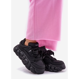 Kvinders læder -sneakers på den massive platform GoE RR2N4044 Sort 1