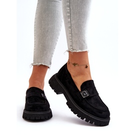 Vinceza Kvinders Eco-Elendary Black Moccasins med et dekorativt bælte og et læderindsats sort 3