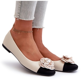 Seastar Kvinders ballerinas øko læder med dekorativ perle beige 5