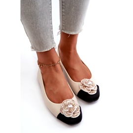 Seastar Kvinders ballerinas øko læder med dekorativ perle beige 3