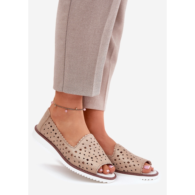 S.Barski Læder Openwork Ballerinas med bare fingre S. Barski LR51-922 Guld gylden 1