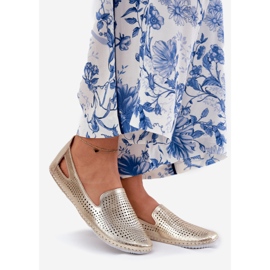 Openwork Ballerinas lavet af naturlig læder Artiker 56C2694 PLN gylden 1