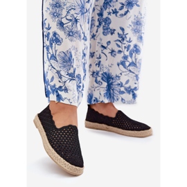 Kvinders espadrilles med Vinceza 13625 sort fletning 1