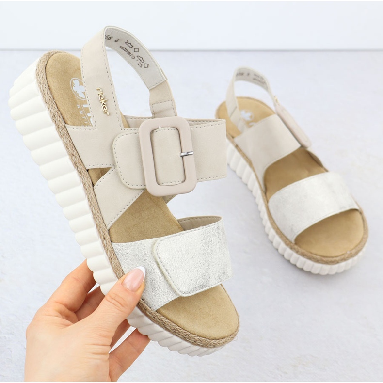Kvinders sandaler til beige Rieker 69260-60 1