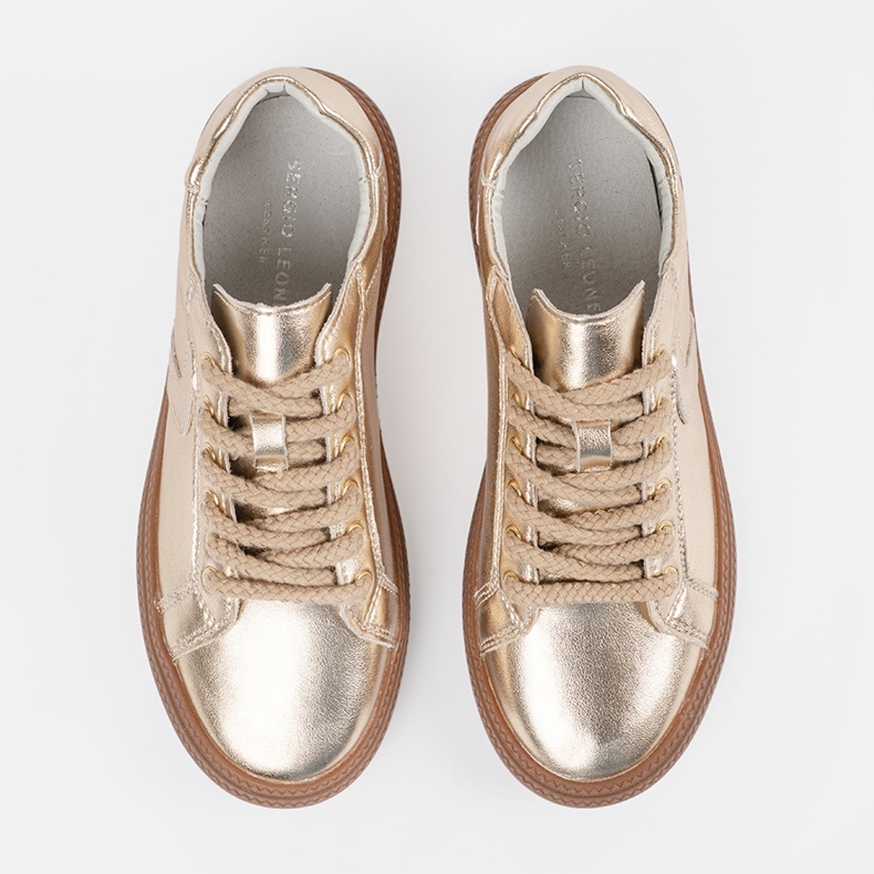 Golden Sneakers Women's Leather Sergio Leone gylden 2