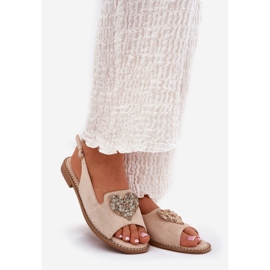 S.Barski Kvinders sandaler med et dekorativt hjerte S. Barski Kv27-018 Beige 1