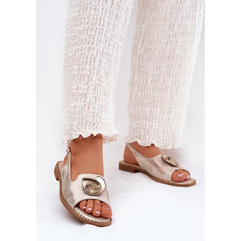 S.Barski Shiny Women's Sandals med en ornament S. BARSKI KV51-006 GULD gylden 2