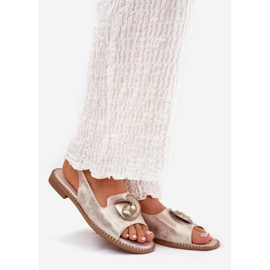 S.Barski Shiny Women's Sandals med en ornament S. BARSKI KV51-006 GULD gylden 1
