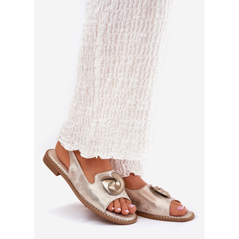 S.Barski Shiny Women's Sandals med en ornament S. BARSKI KV51-006 GULD gylden 1
