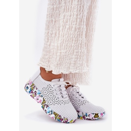 Læder Openwork Women's Shoes On Wedges Butterflies Artiker 56C1618 White hvid 1