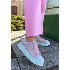 Dekorerede sneakers på GoE RR2N4009 Multikolor Platform lyserød 2