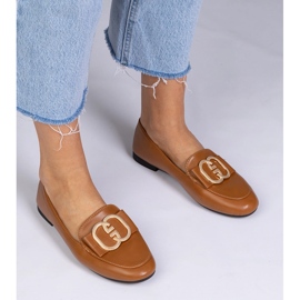 Brown Women's Loafers med en gylden dekoration brun 1