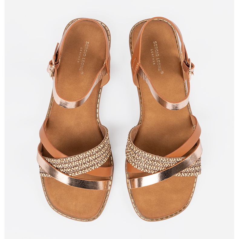 Brown Women's Sandals på en flad sål Sergio Leone brun 1