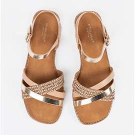 Golden Women's Sandals på en flad sål Sergio Leone gylden 2
