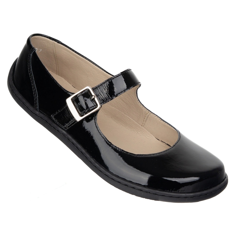 Barefoot Women's Ballerinas Olivier 1286 - Lædersko med en spænde til hverdagslige og elegante stiliseringer sort 1