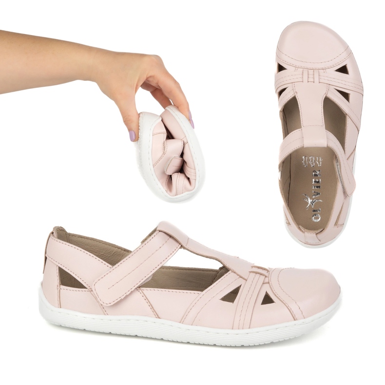 Kvinders barfodede sko Ultralekkie Half -Lane Olivier 1285 Powder Velcro Pink lyserød 1