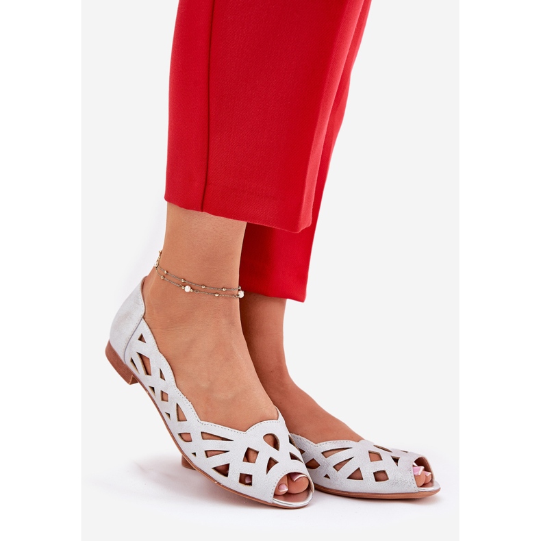 Jezzi Sølv Openwork Ballerinas med bare fingre 1