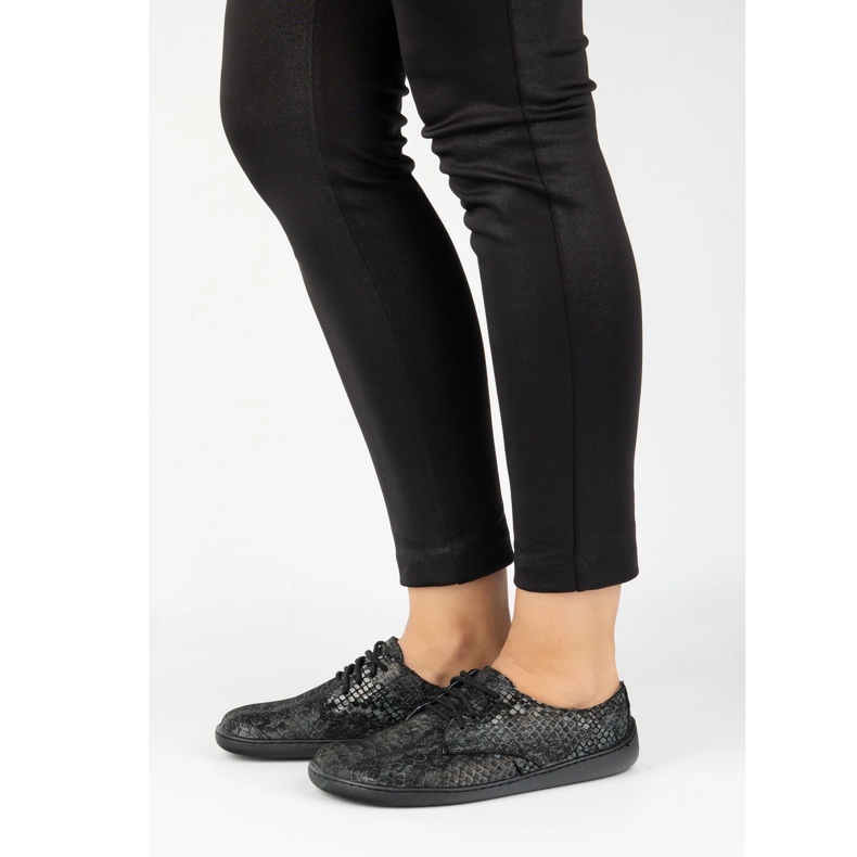 Olivier Barefoot kvinder minimalistiske sneakers 1288pol sort slange 1