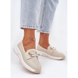Lædersko lavet af naturligt læder på Artiker 56C2102 Beige Platform 2
