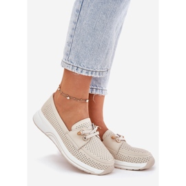 Lædersko lavet af naturligt læder på Artiker 56C2102 Beige Platform 1