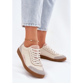 Kvinders læder sneakers zazoo n1220 beige 2