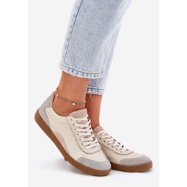 Kvinders læder sneakers zazoo n1220 beige 1