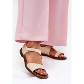 Zazoo 3014 beige læder kvinders læder sandaler 2