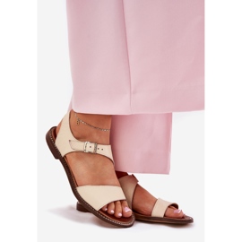 Zazoo 3014 beige læder kvinders læder sandaler 1