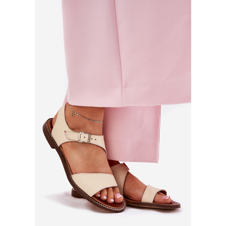 Zazoo 3014 beige læder kvinders læder sandaler 1