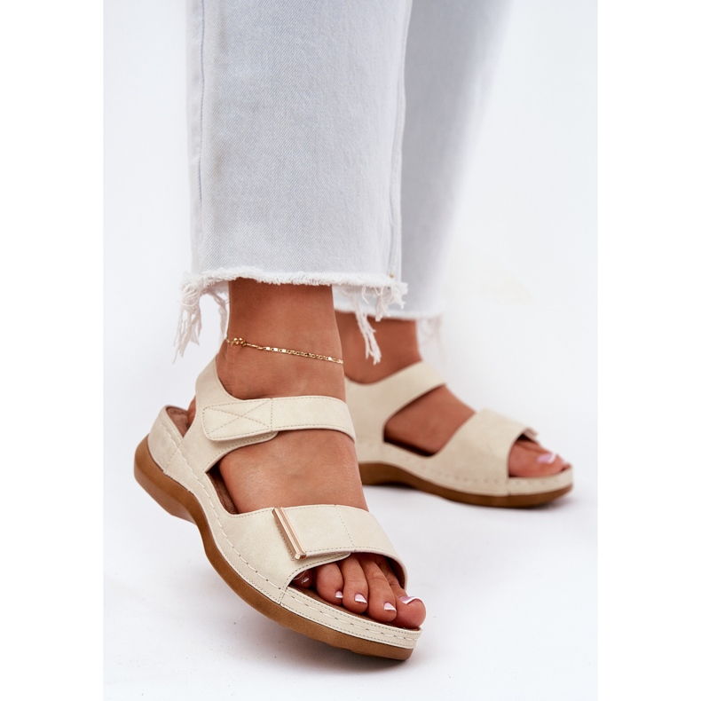 Evento Komfortable kvinders velcro -sandaler gylden 2