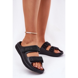 Big Star Kvinders skum flip flops med stor stjerne RR274A527 sort velcro 3
