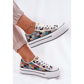 Mønstrede kvinders sneakers på Lee Cooper LCW-25-31-3441L multicolor platform beige 2