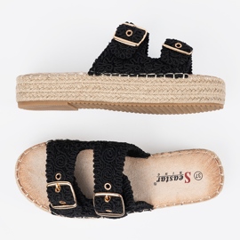 Seastar Sort flip flops på platformen med spænder 3