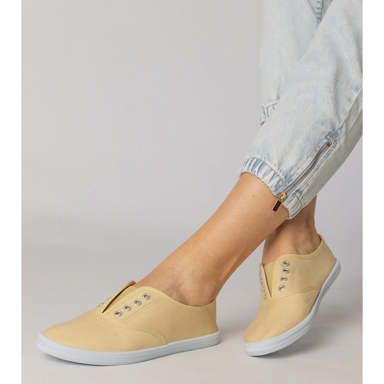 Slip-on sneakers i gråt stof 2