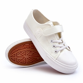 News Læder børnesneakers med velcro, hvid 1