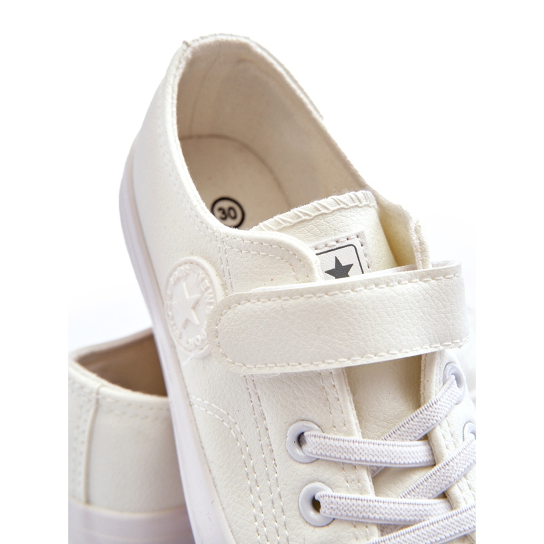 News Læder børnesneakers med velcro, hvid 3