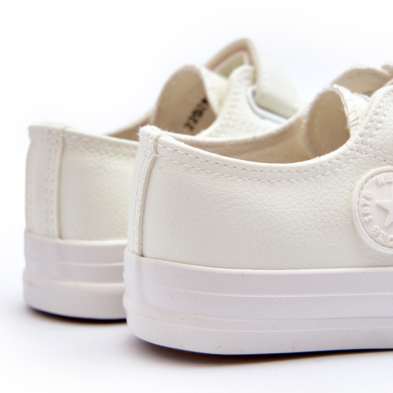 News Læder børnesneakers med velcro, hvid 2
